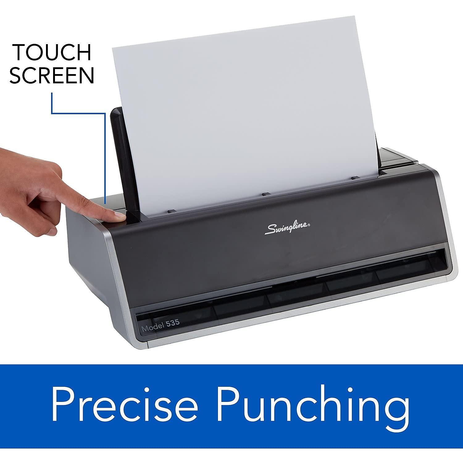 Swingline Swingline Electric Hole Puncher 3 Hole, 28 Sheet Capacity Three Hole Punch 3 Ring, Jam Resistant, Touch Screen, Platinum (74535)