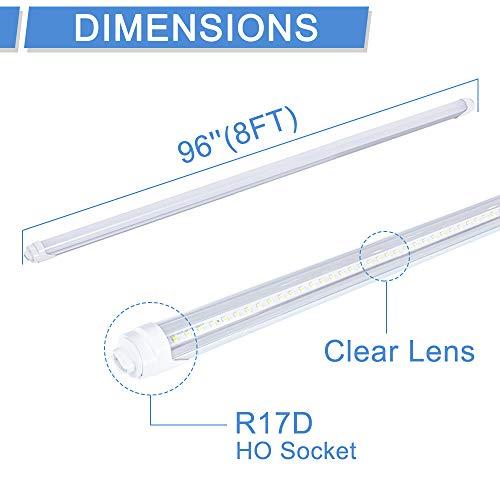ONLYLUX ONLYLUX 8ft R17D LED Tube Light, F96t12 HO 8 Foot Led Bulbs, 96'' 8ft led Shop Light to Replace T8 T12 Fluorescent Light Bulbs, 100-277V Input, 4800LM, Cold White 6000K, Clear Lens (10 Pack)