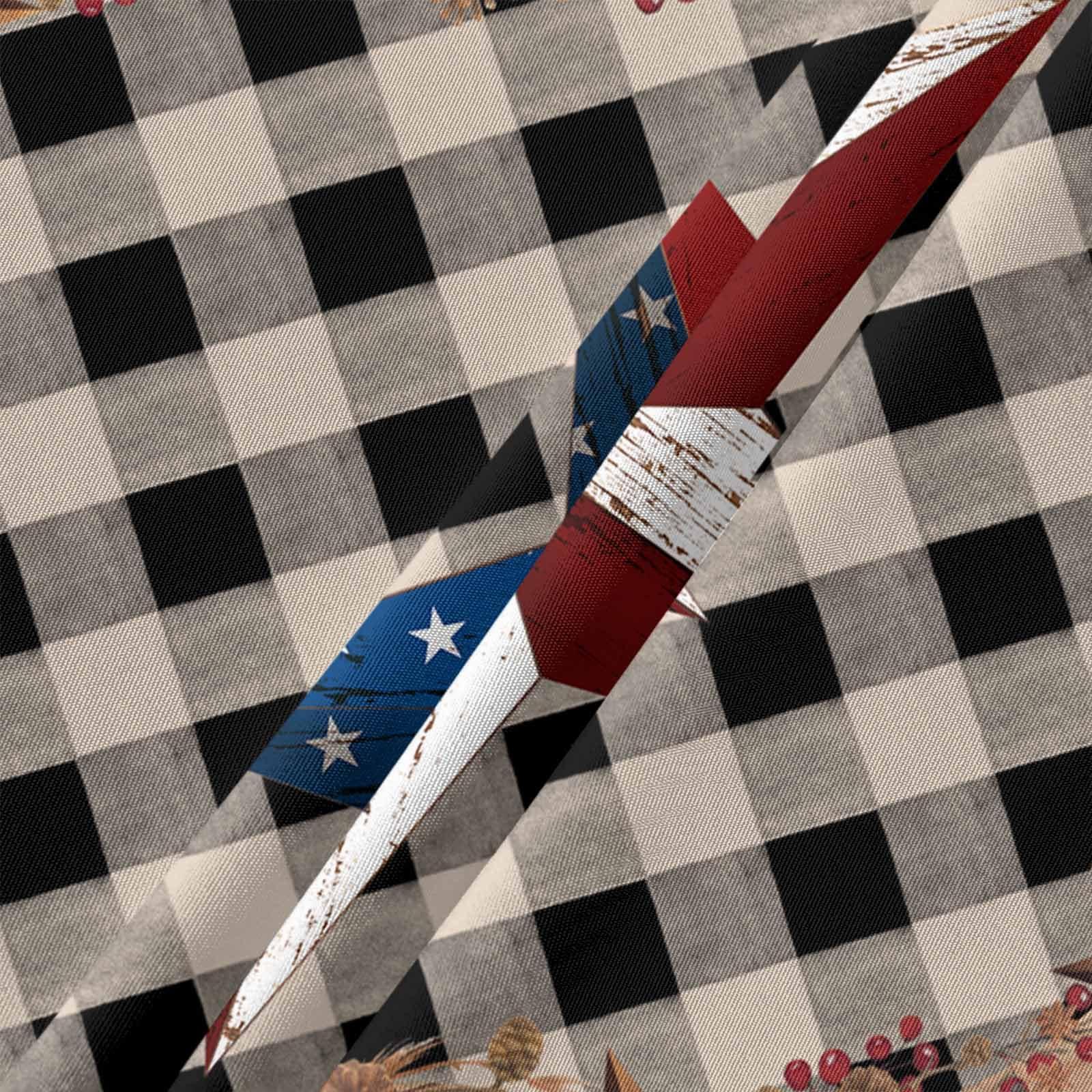 Falaniique Country Star Brown Round Tablecloth Waterproof 54 In,Small Kitchen Party Side Table Outdoor Patio Table Cloth Spill-Proof Wipeable Cover for Christmas Wedding,Retro Farmhouse Buffalo Plaid Black