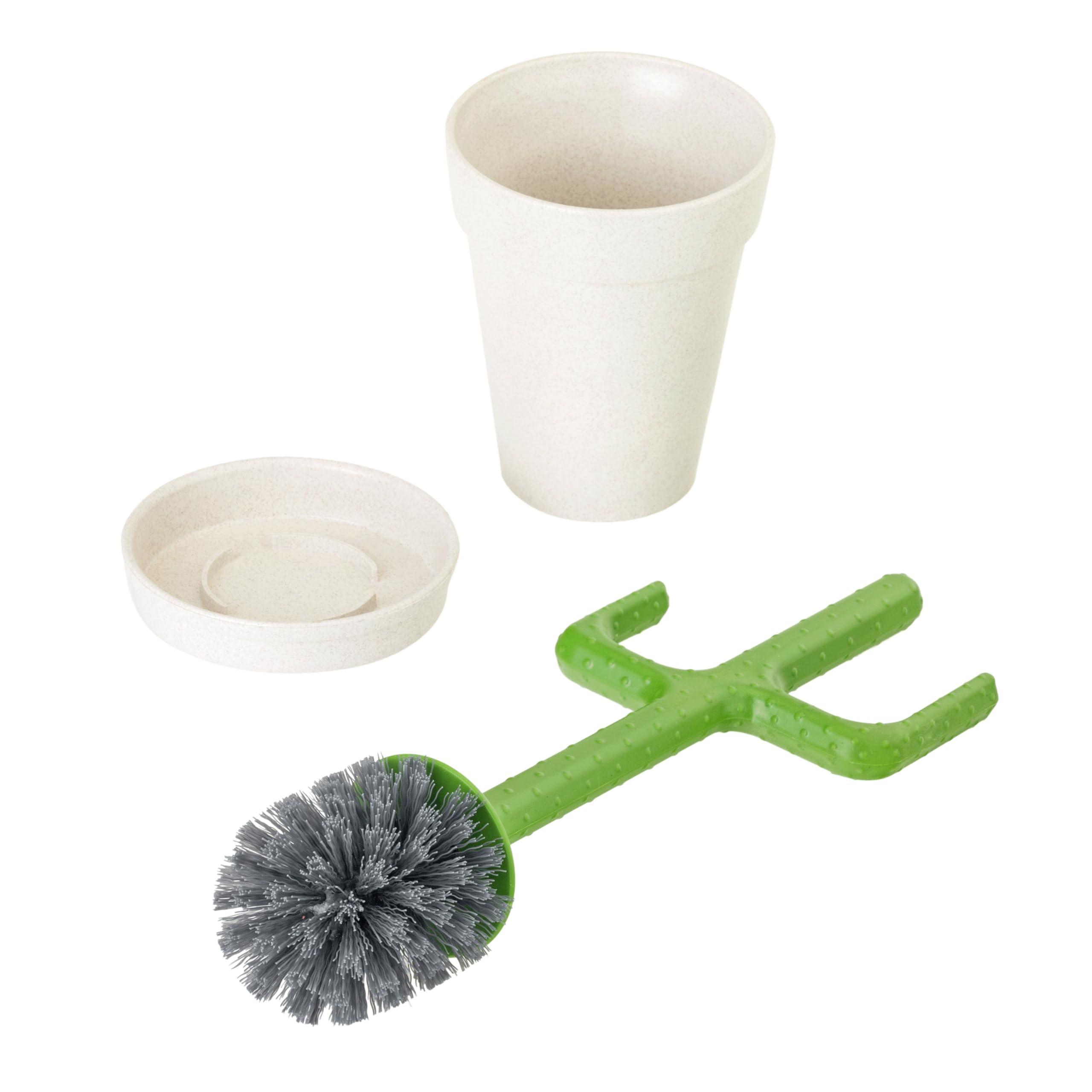 Vigar Vigar Cactus Toilet Brush Set, Toilet Bowl Cleaner with Cactus-Shaped Handle, Planter Base and Saucer for Bathroom Accessories and Cleaning Must Haves