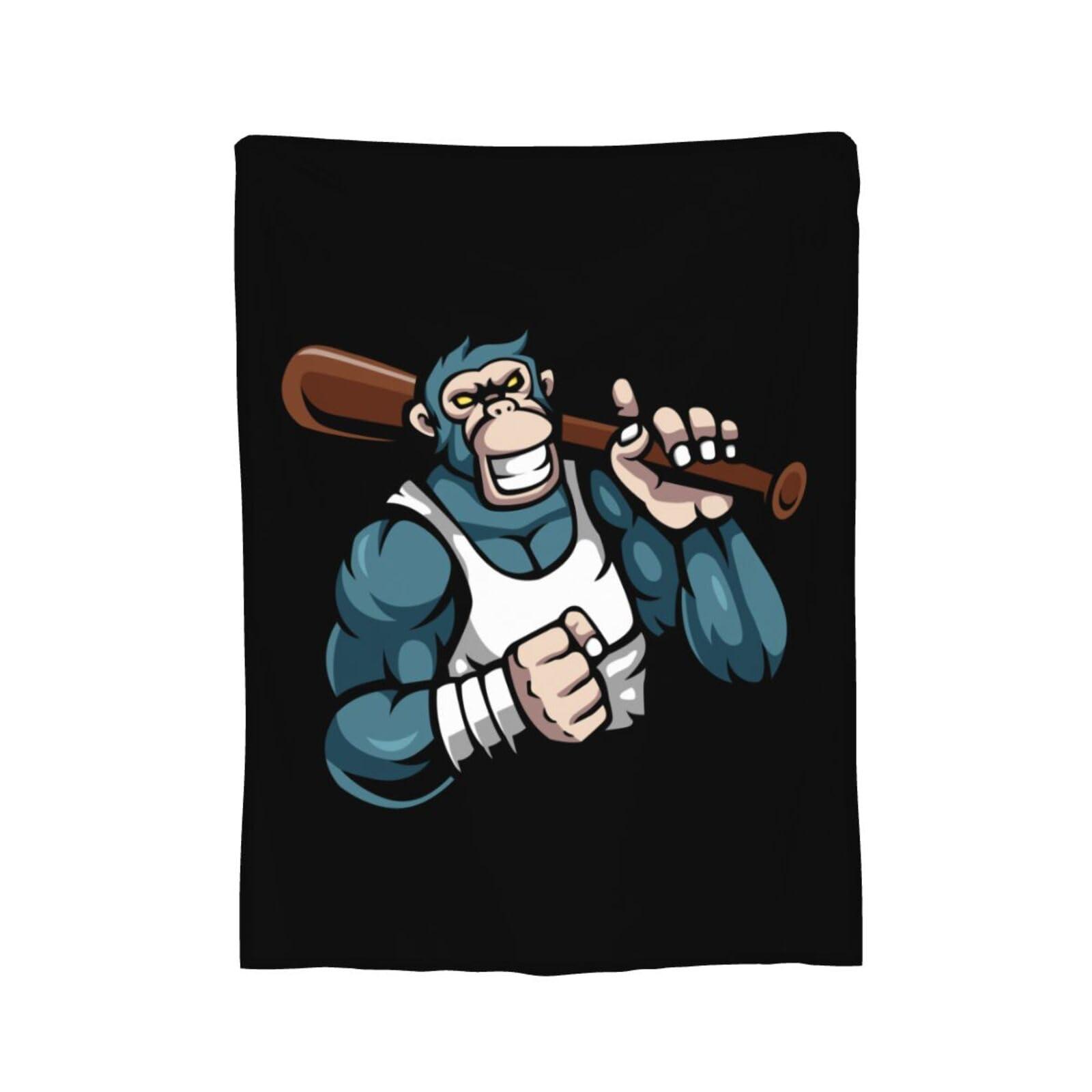 LIFANGMI Overbearing Monkey with Baseball Bat Throw Blanket for Couch Super Soft Cozy Chair Bed Blanket 40\"x30\" Flannel Throw Blankets