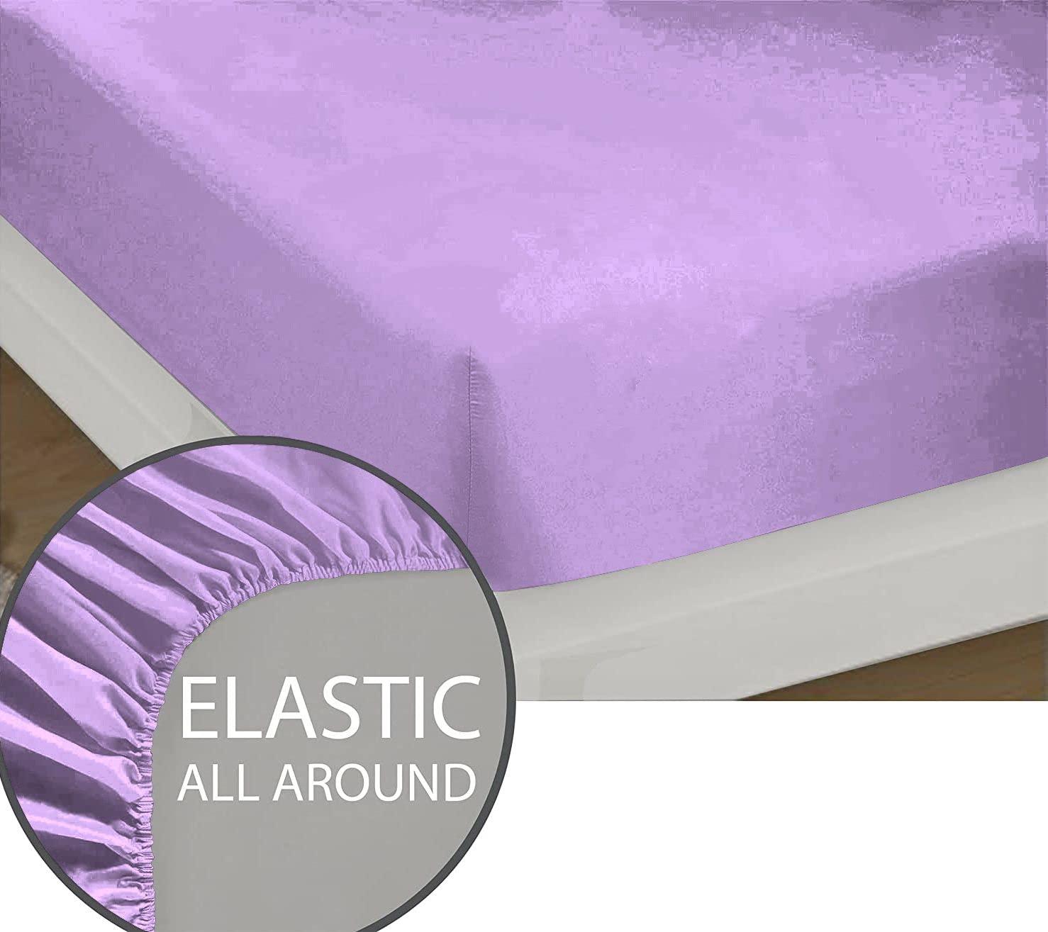 Epic Cotton Epic Cotton 4-Piece Smart Sheet Set - Luxury Soft 1000 Thread Count 8\" Inch Deep Pockets, 100% Egyptian Cotton-with Side Storage Pockets on Fitted Sheet, Twin Size, Lilac