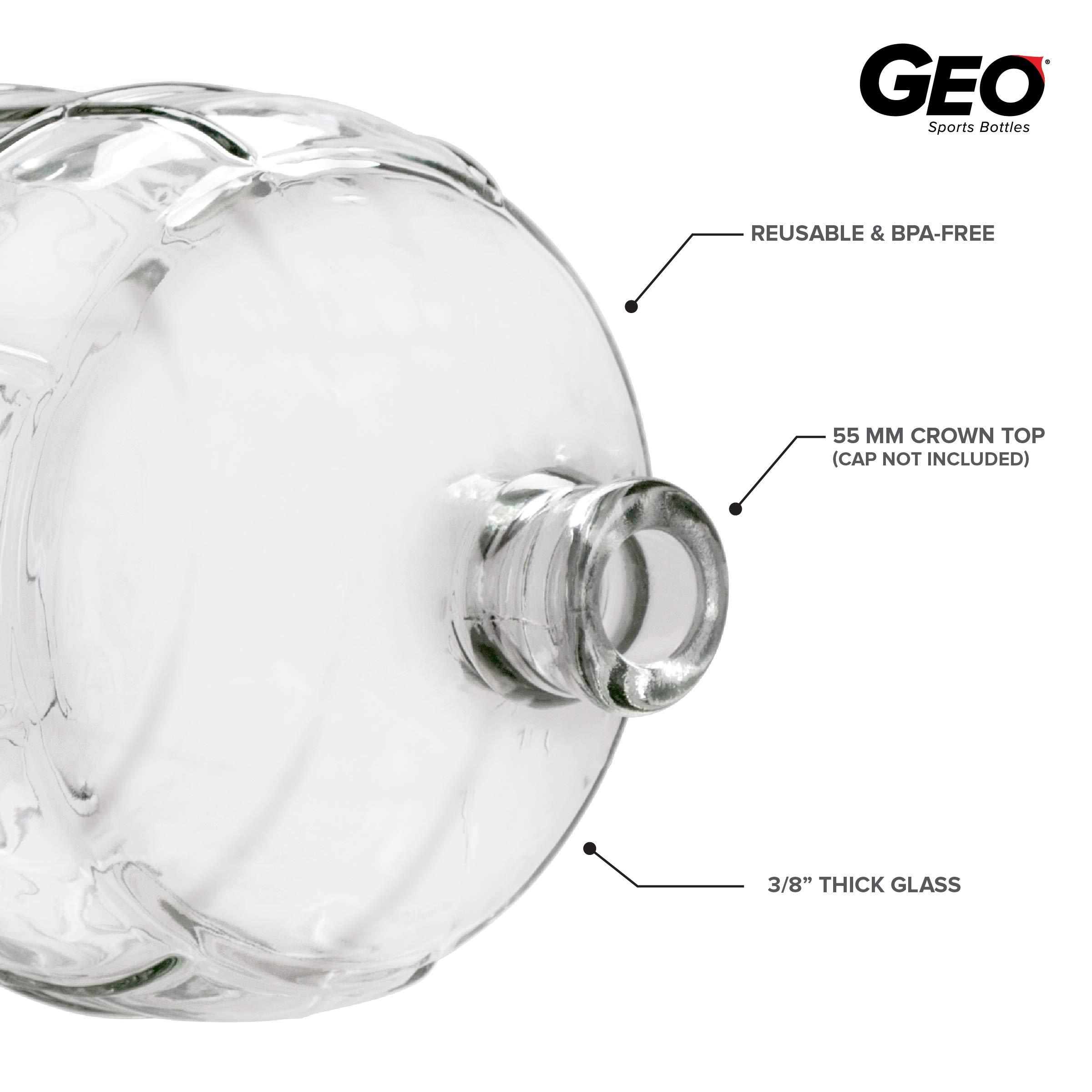 Geo Sports Bottles Geo Sports Bottles 3 Gallon Round Glass Carboy Fits 30mm Cork Finish or 55mm Push Cap Home Brew (Clear Glass) (BT3GG)