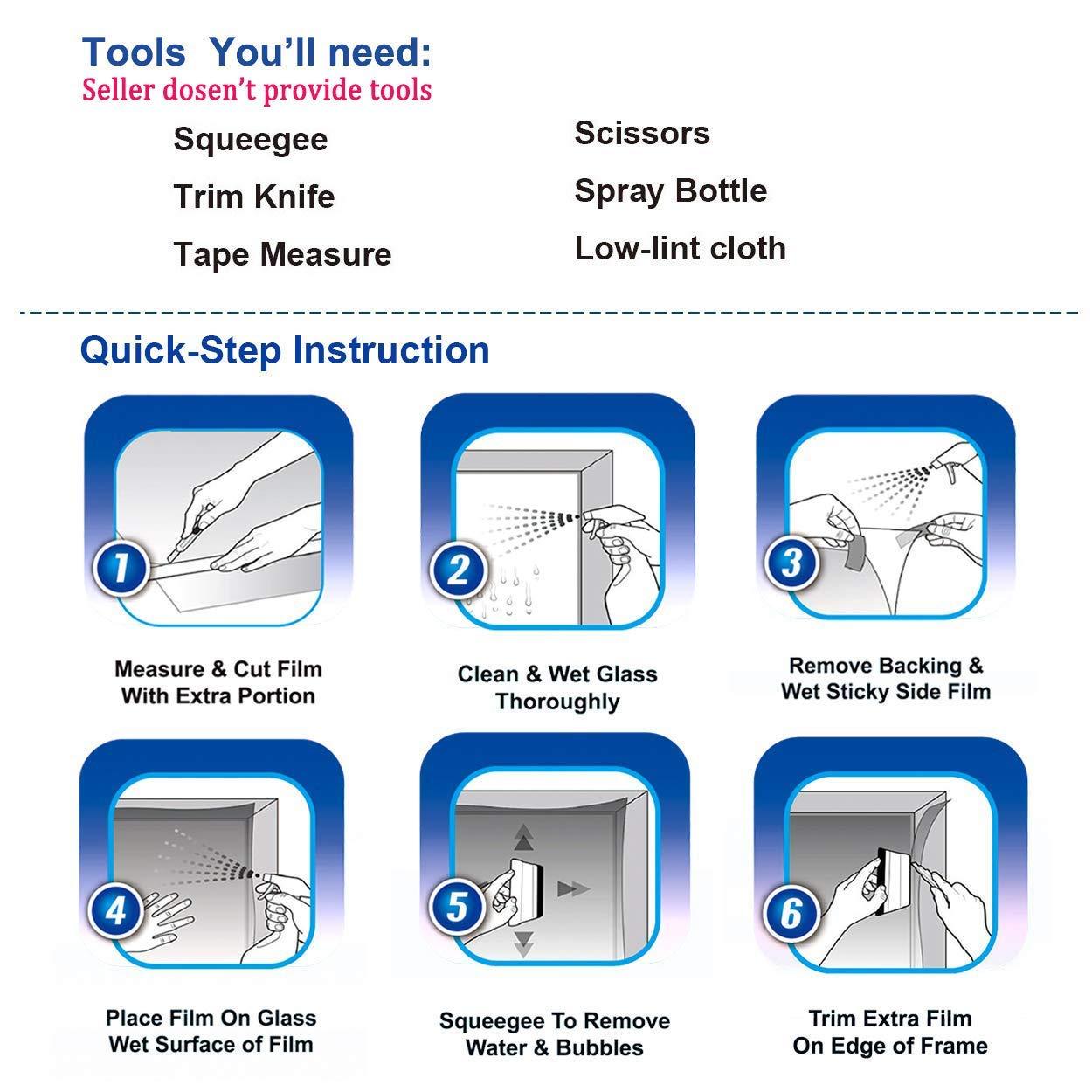 Kinsolar Privacy One Way Mirror Window Film Reflective Window Tint Glass Film Heat Control Anti UV Self-Adhesive Stickers for Office Home Daytime Privacy, Red Silver, 35.4Inch x 100Feet