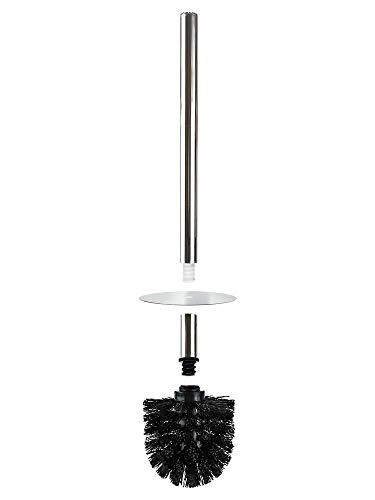 Isaac Jacobs International Isaac Jacobs White Ceramic Cat Toilet Bowl Brush Holder with Chrome Metal Handle (Unassembled) - Bathroom Accessory & Cleaning Storage (Cat)