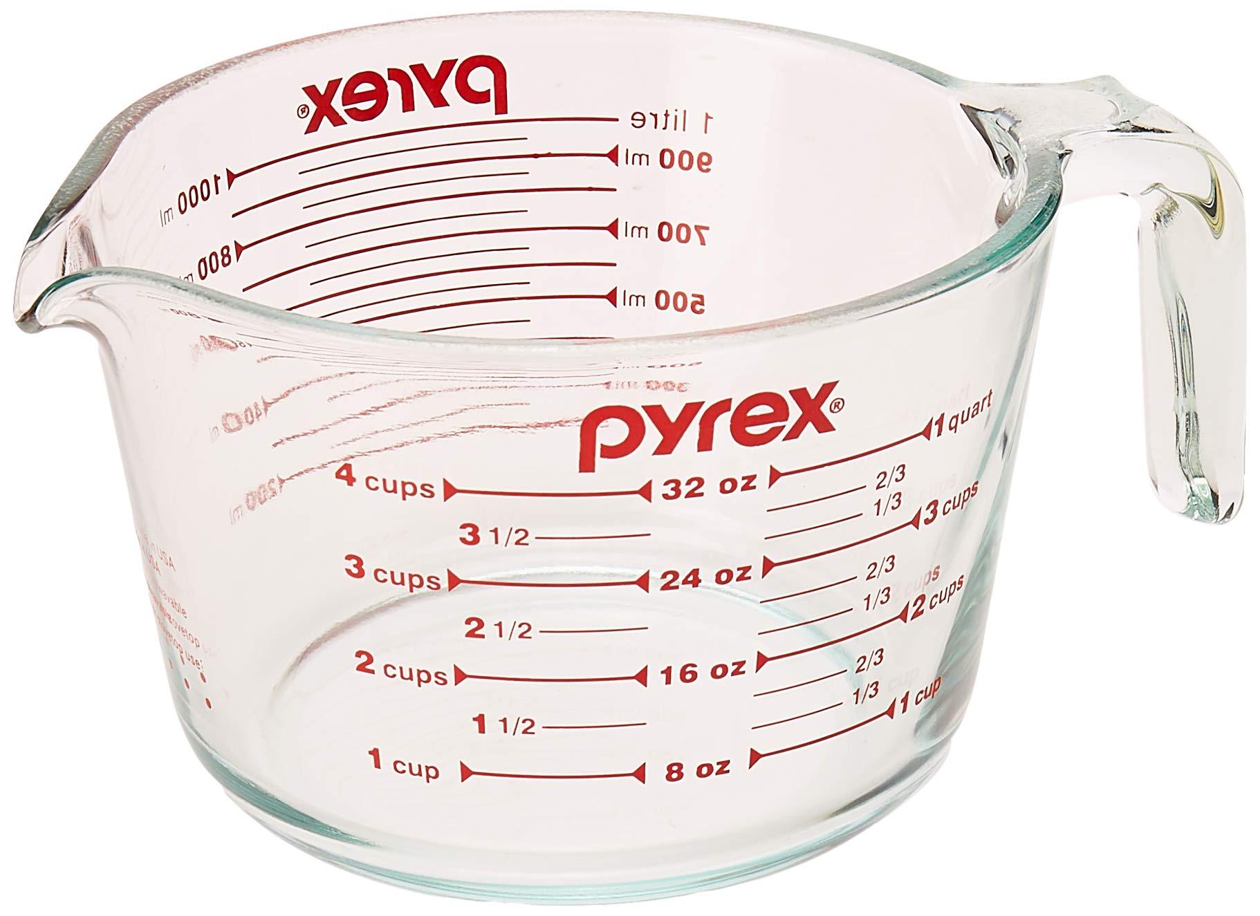 Pyrex Pyrex (32 Oz) Measuring 4 Cup Glass, Clear, Red