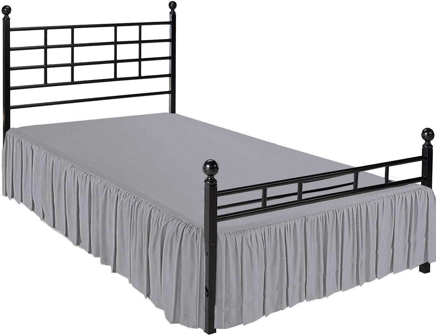 British-Linen Full-XXL Bed Skirt 10 Inch Drop Split Corner Ruffle Gathered Style, 100% Microfiber Luxury 1 Piece Bed Skirt Dust Ruffle Full-XXL Size 54 x 84 Wrinkle & Fade Resistant - Light Grey Solid.