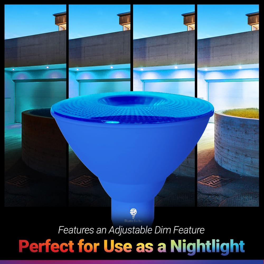 Bluex Bulbs Bluex Bulbs 2 Pack BlueX LED Par38 Flood Blue Light Bulb - 18W (120Watt Equivalent) - Damp Rated Dimmable - E26 Base Red LED Lights