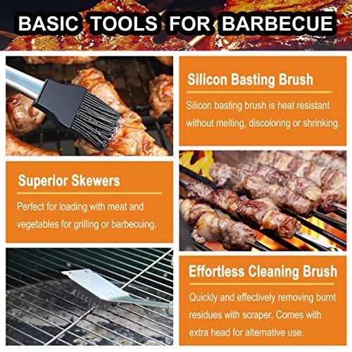 grilljoy grilljoy 20PCS Heavy Duty BBQ Grill Tools Set - Extra Thick Stainless Steel Spatula, Fork& Tongs. Complete Barbecue Accessories Kit in Aluminum Storage Case - Perfect Grill Gifts for Men