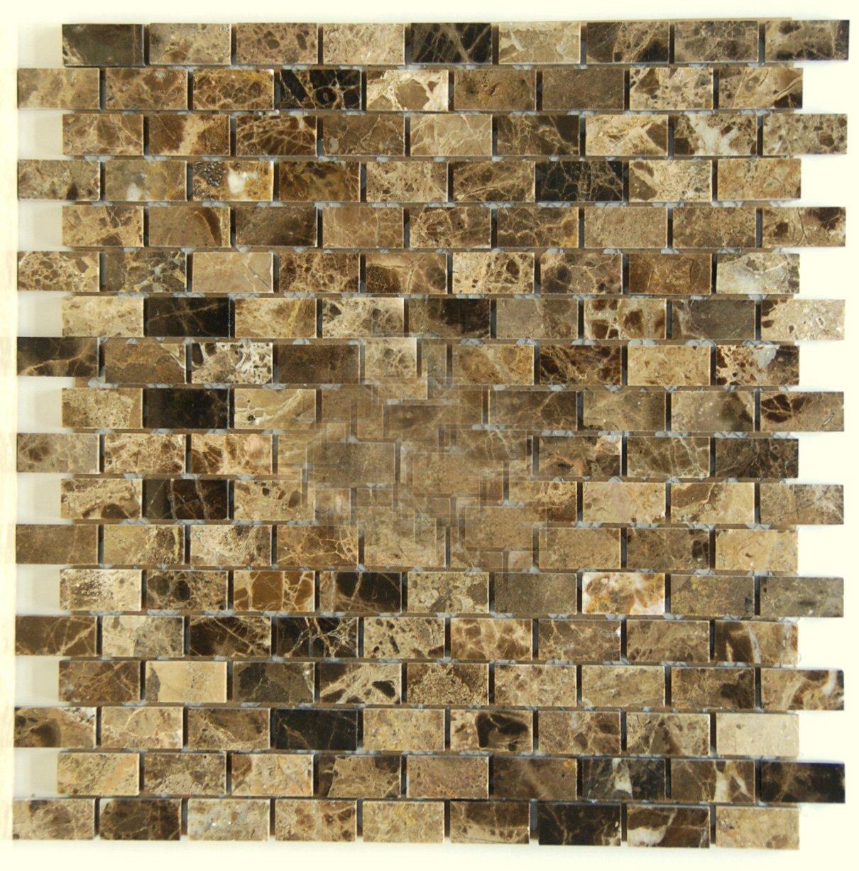 ORACLE Dark Emperador 5/8 X 1 1/4 Polished Marble Baby Brick Mosaic Tile