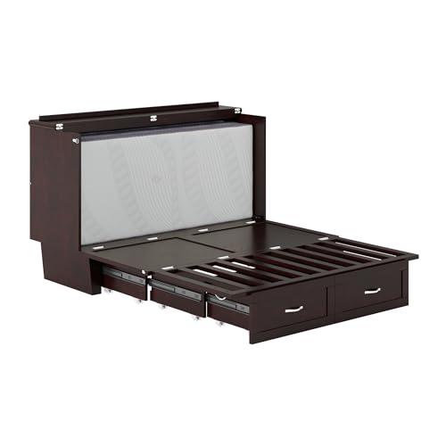 AFI AFI, Chelsea Mid-Century Modern Queen Solid Wood Murphy Bed Chest with Mattress in Espresso