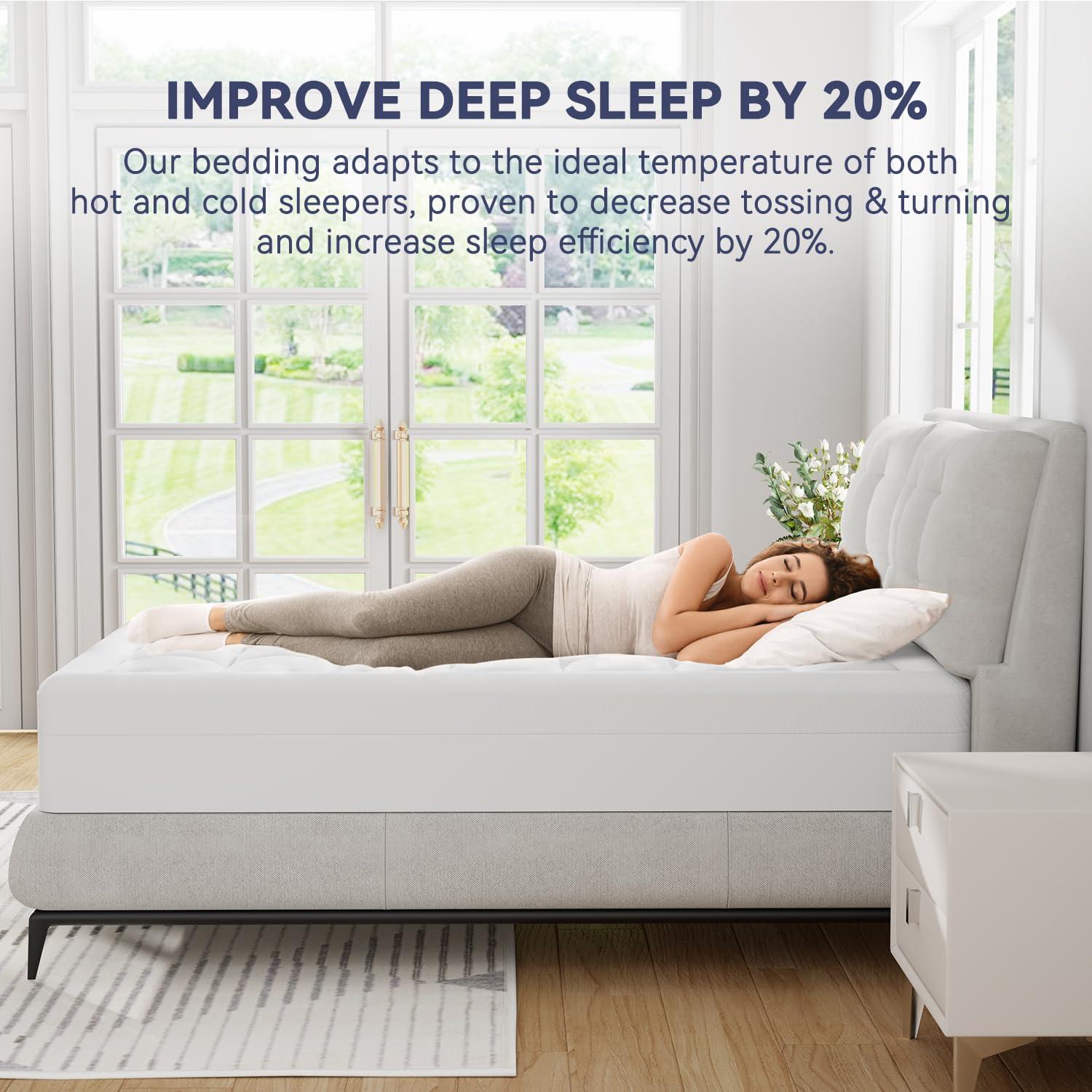 ELEMUSE ELEMUSE Dual Layer 3 Inch Memory Foam Mattress Topper King, 2 Inch Cooling Gel Memory Foam Plus 1 Inch Down Alternative Pillowtop Mattress Pad, Viscose Made from Bamboo Cover, Soft Comfort Support