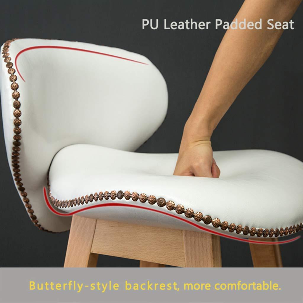 WRRAC-Chair WRRAC-Chair Retro Bar Chairs Solid Wood High Stool with Backrest PU Leather Padded Seat for Restaurant Cashier Home Furnishing,Easy Assembly(Size : 64/74cm)