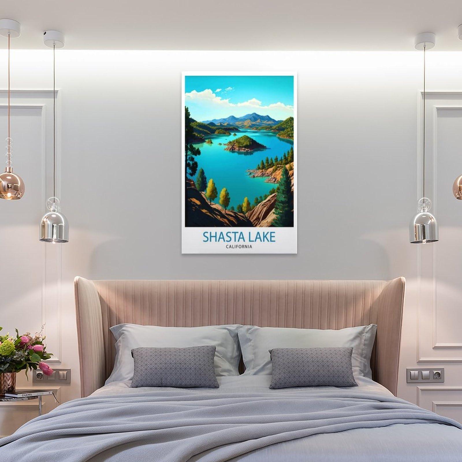 Generic Shasta Lake California (2) Travel Poster Canvas Wall Art Print Modern Home Room Decor Poster Picture 16x24inch(40x60cm)