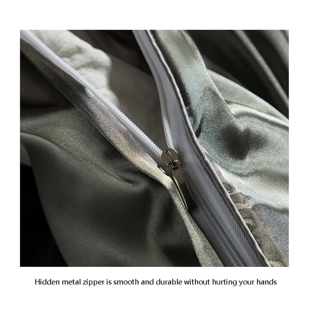 Generic Satin Duvet Cover Set King Double/Full Luxury Silky Silk Sateen Bedding Duvet Cover Set with Zipper Closure 4 Pieces,1 Duvet Cover +1 Fitted Sheet +2 Pillow Sham