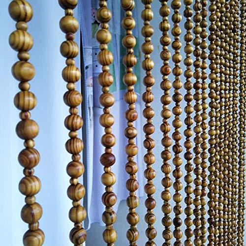 OKUOKA OKUOKA Beaded Door Curtains for Doorways Wood Bead String Curtain for Room Dividers -21 Strands Home Hanging Curtain Entrance Ornaments Retro Style, Size Customizable (Size : 60x155cm)