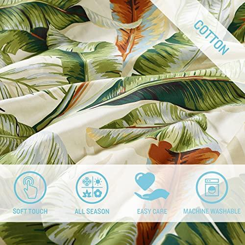 Tommy Bahama Tommy Bahama - Queen Comforter Set, Cotton Sateen Bedding with Matching Shams & Bedskirt, Home Decor for All Seasons (Palmiers Green, Queen)