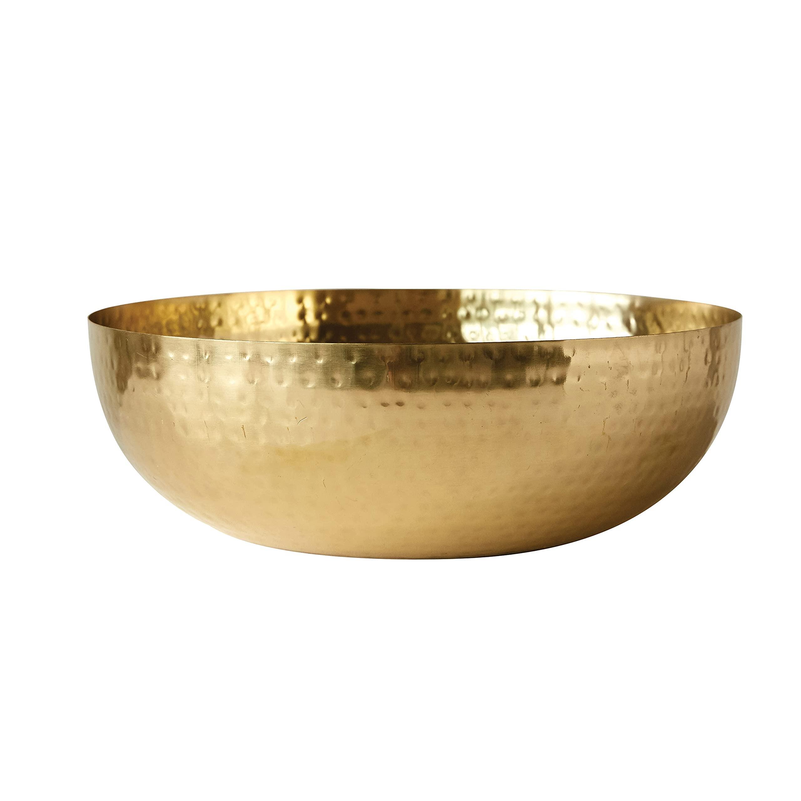 Creative Co-Op Creative Co-Op Round Hammered Metal Bowl, Gold Finish, 14\"