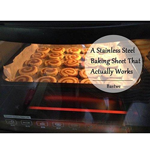 Bastwe Baking Sheets Set of 5, Bastwe Stainless Steel Baking Pan Tray Cookie Sheet, Size 10 x 8 x 1 inch, Non Toxic & Healthy, Rust Free & Easy Clean