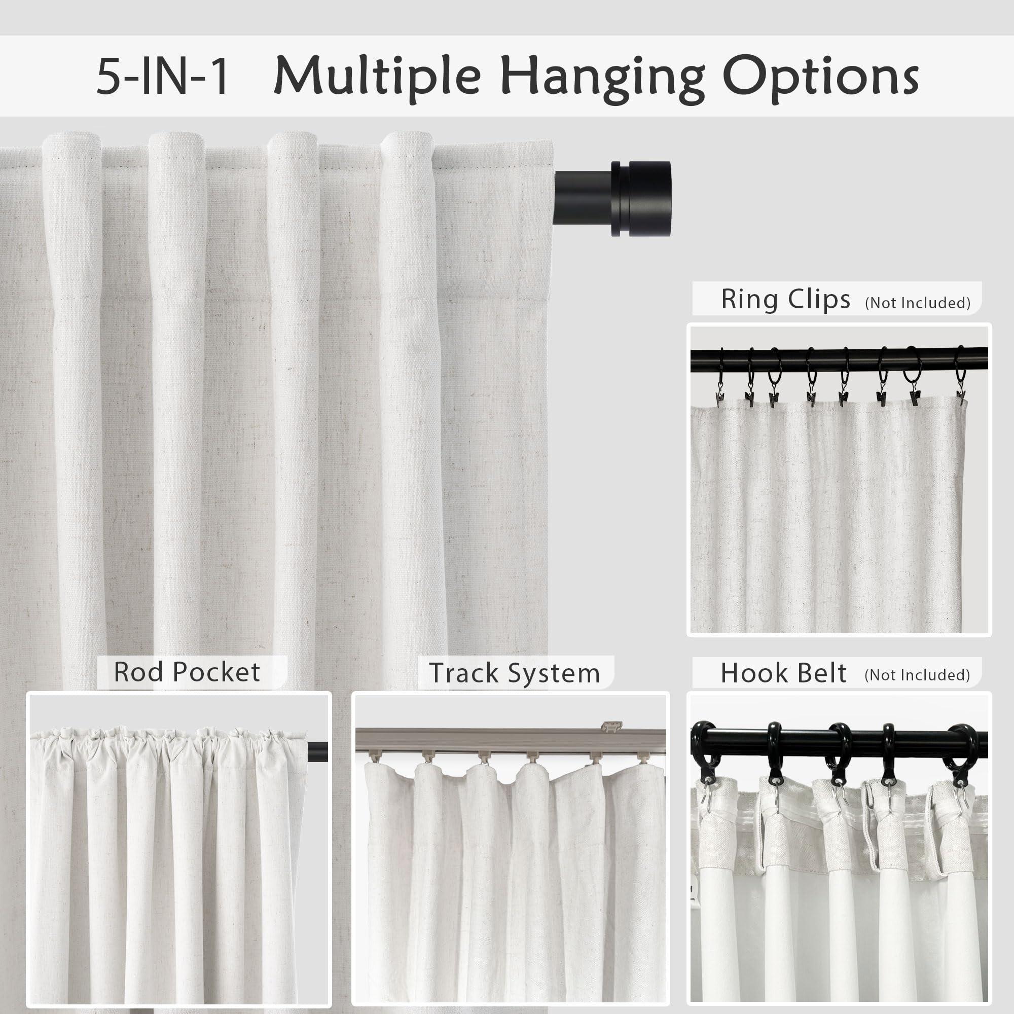 UHITECH UHITECH Beige Linen Living Room Blackout Curtains for Bedroom Black Out Curtain 96 Inches Long Window Drapes 2 Panels Set Back Tab/Rod Pocke Thermal Pinch Pleated