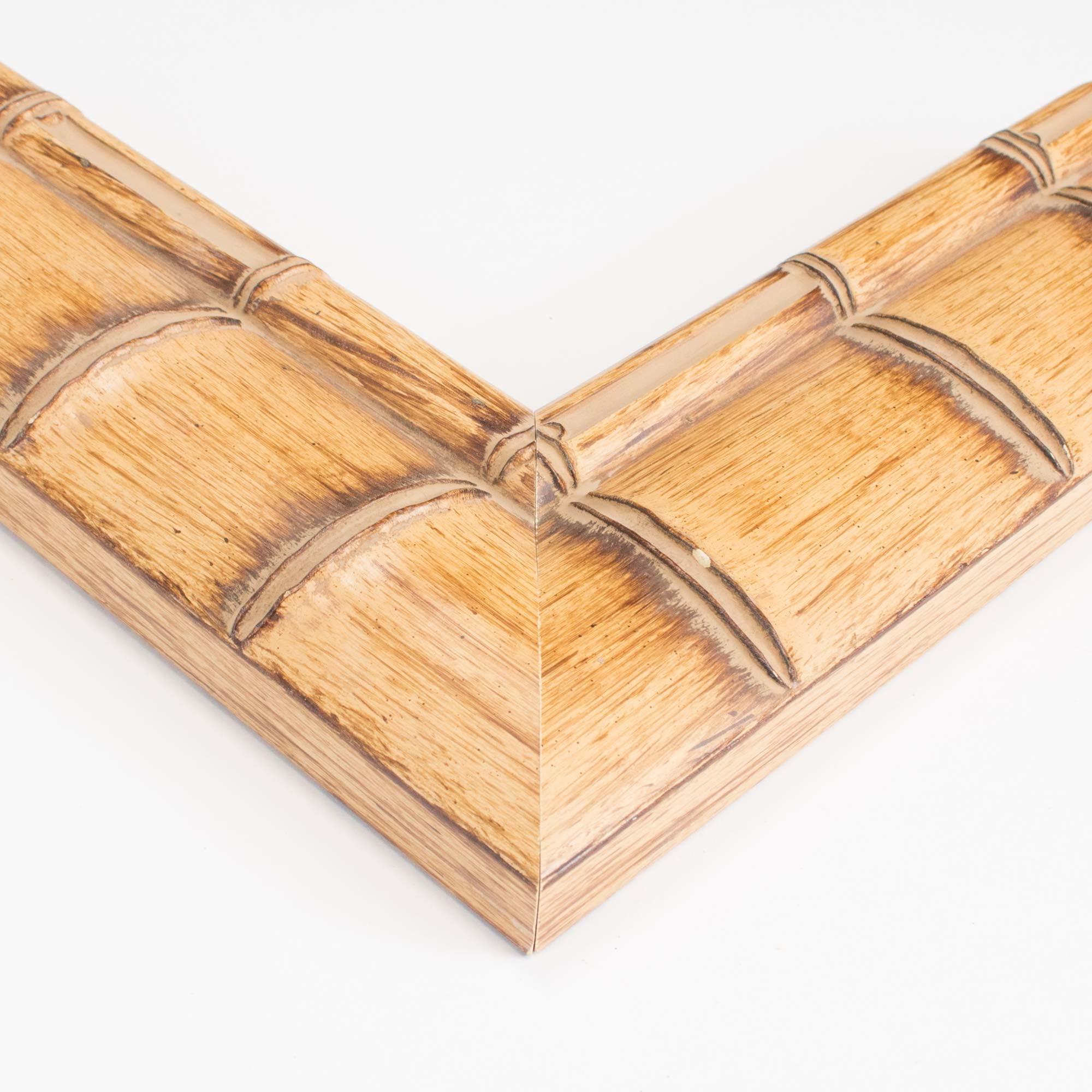 CustomPictureFrames.com 23x23 Frame Bamboo Natural Wood Beige Solid Wood Picture Frame | 3 Inch Moulding Width | Picture Frame Complete with UV Acrylic Plexiglass, Foam Board Backing & Hanging Hardware