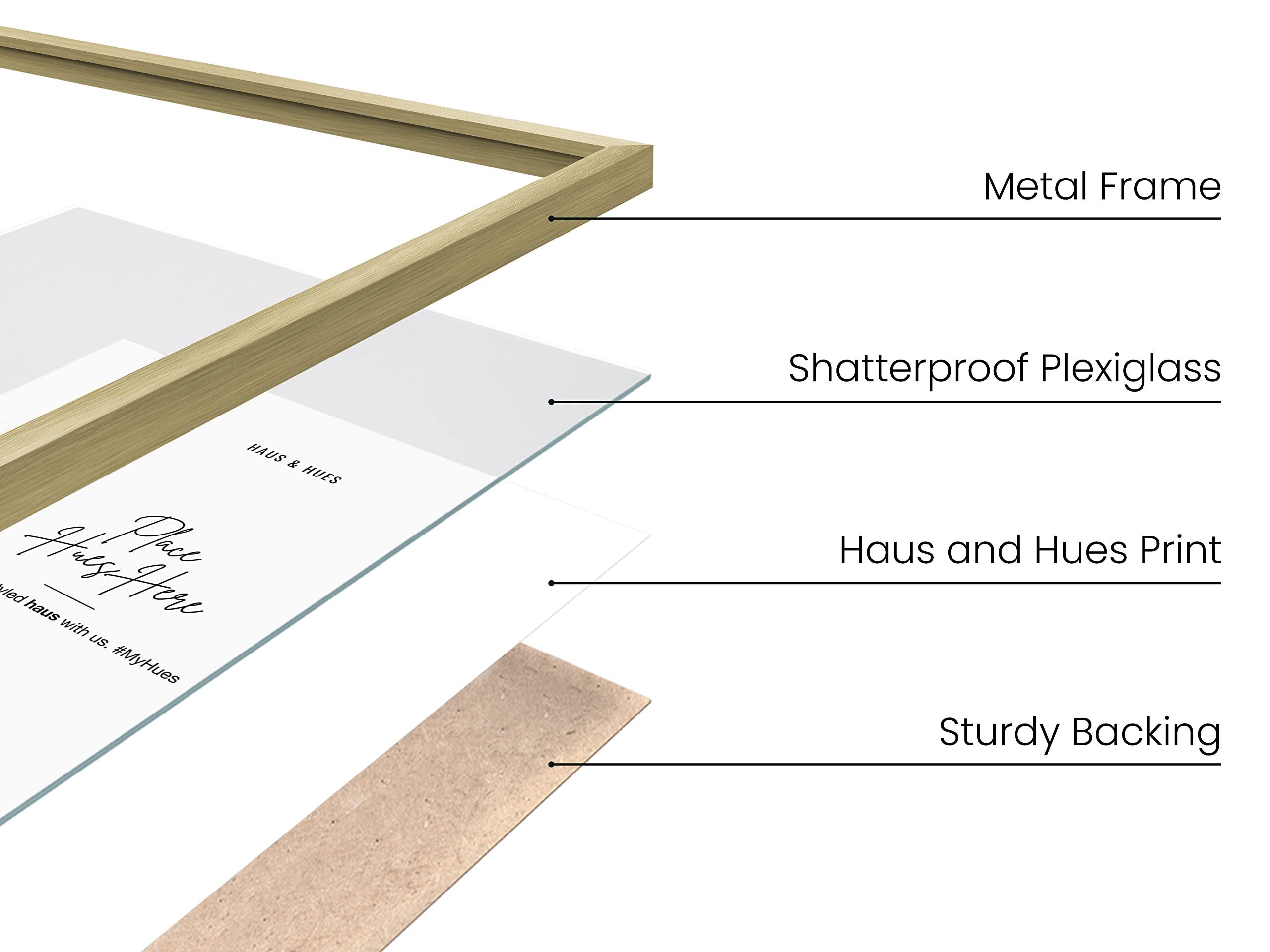 HAUS AND HUES HAUS AND HUES 24x36 Gold Picture Frames - Set of 4 24 by 36 Poster Frames, Large Picture Frames 24x36, 24x36 Poster Frames, Movie Poster Frame 24x36, 24x36 Gold Poster Frame (Gold Aluminum Frames)