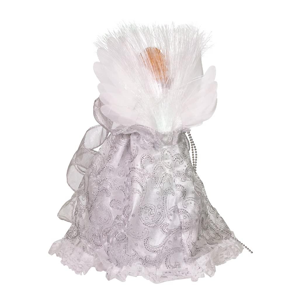 Kurt S. Adler Kurt Adler CUL Fiber Optic LED Angel Christmas Treetop Figurine, 12-Inch, White and Silver