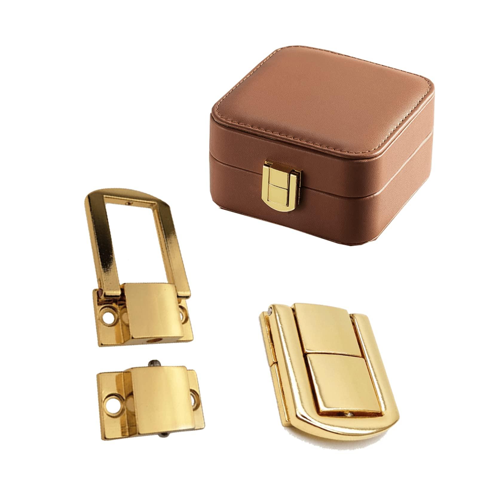 dophee dophee Toggle Catch Lock 0.98\"x0.79\" Gold Retro Style Iron Hasp Wood Chest Lock Latch Clasp with Screws for Jewellery Box Suitcase Chest Decoration (5-Pack)