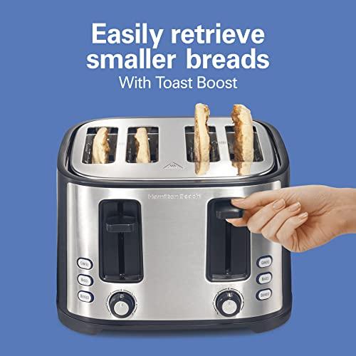 Hamilton Beach Hamilton Beach Extra Wide Slot Toaster with Defrost and Bagel Functions Shade Selector, Toast Boost, Auto-Shutoff and Cancel Button, 4 Slices, Black