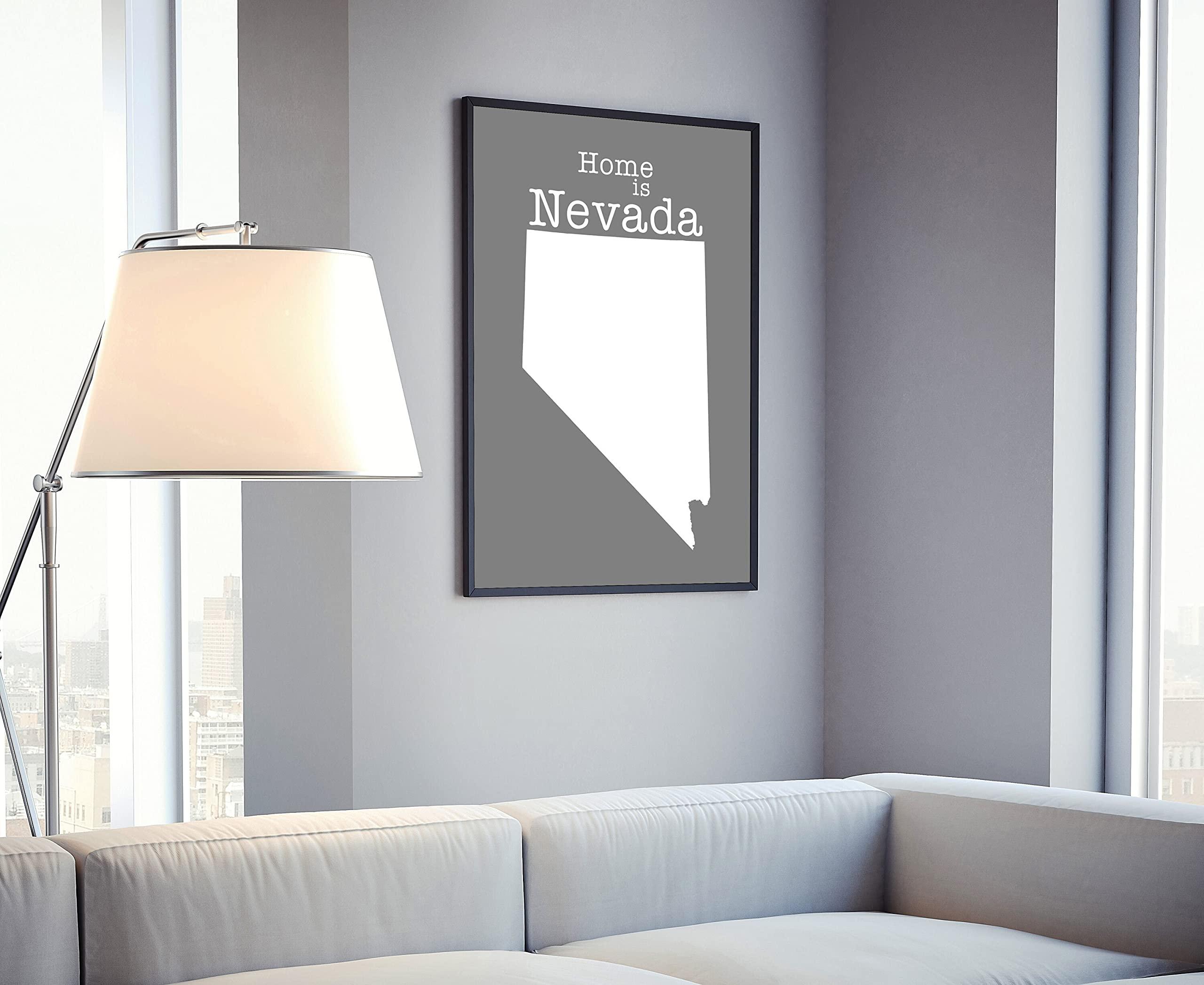 Pera Print Nevada Map Wall Art, Nevada Modern Map Poster Print, City Map Wall Decor, Nevada City Poster, State Poster, Office Room Wall Art, Posters - 18x24