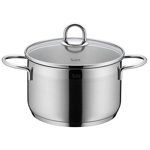 Silit Silit Pot Set 7-Piece Diamant Pouring Rim Glass Lid Stainless Steel Polished Suitable for Induction Hobs Dishwasher-Safe