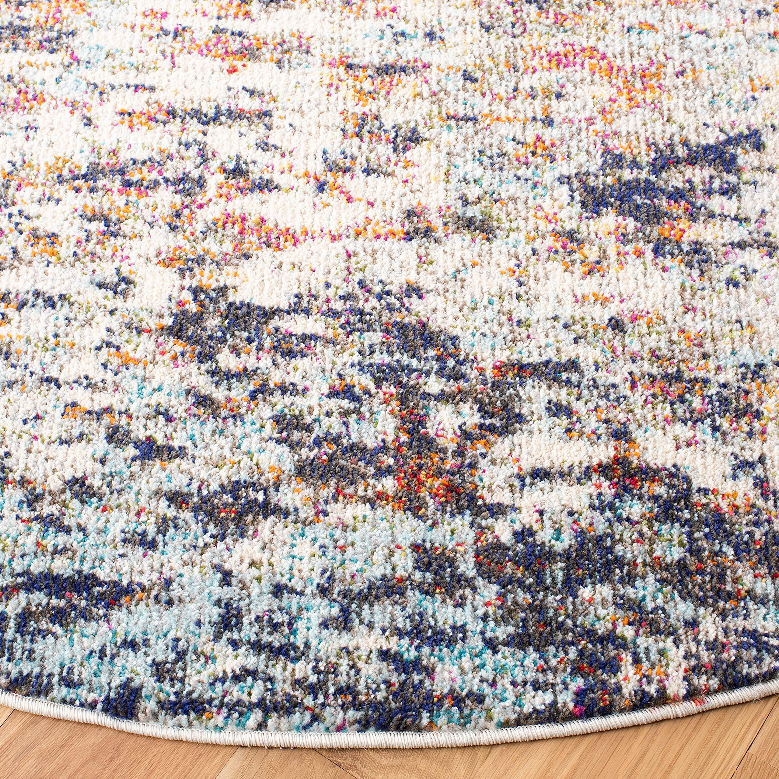 Safavieh SAFAVIEH Madison Collection 9' Round Black / Gold MAD460Z Modern Abstract Non-Shedding Dining Room Entryway Foyer Living Room Bedroom Area Rug