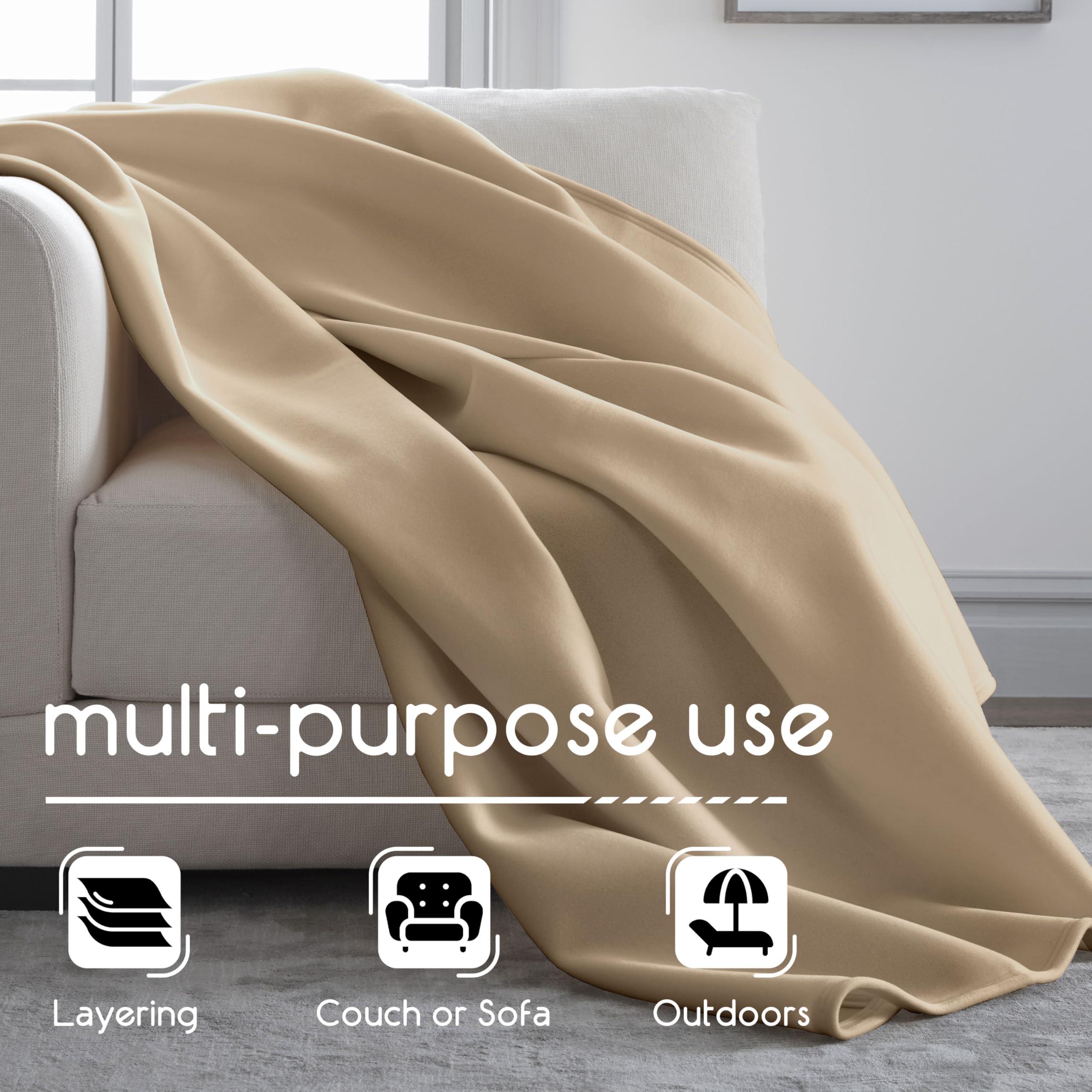 Vellux Vellux 1B07049 Original Insulating Core Hotel Style Solid blanket Machine Washable Soft Cozy Warm Pet Friendly Bed Sofa Blankets, Twin, Beige