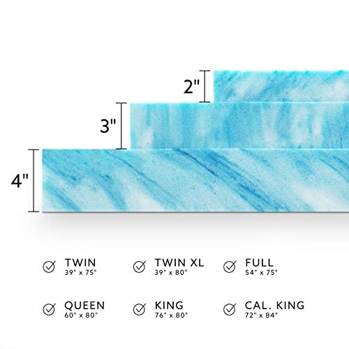 BioPEDIC BioPEDIC 2-Inch King Size Mattress Topper, iCOOL Tech and Gel Swirl Medium Plush Memory Foam Mattress Topper, CertiPUR-US Certified, White, King Size (80\" L x 76\" W x 2\" H)