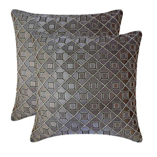 The HomeCentric The HomeCentric Decorative Throw Pillow Cover Brown 26\"x26\" (65x65 cm) Jacquard Textuured Cushion Covers for Sofa Chouch, Hotels, Living, Bed Room, Geometric Modern Style - Nexus