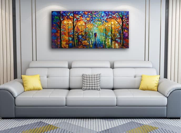 Tyed Art Tyed Art- Contemporary Art Landscape Oil Painting On Canvas Abstract Textured Tree Painting hand-painted acrylic frame wall art modern canvas painting 24x48inch