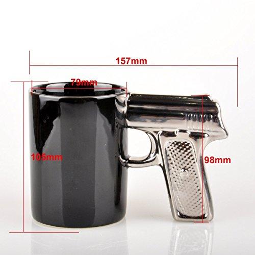 HLJgift HLJgift Novelty Ceramic Coffee Mugs Gun Mugs Pistol Cup for amazing gift Black&Silver