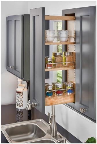 Rev-A-Shelf Rev-A-Shelf 8\" Pull Out Shelf Organizer for Kitchen and Bathroom Cabinets, Wooden Slide Out Spice or Medicine Rack w/Soft-Close, 448-BBSCWC-8C