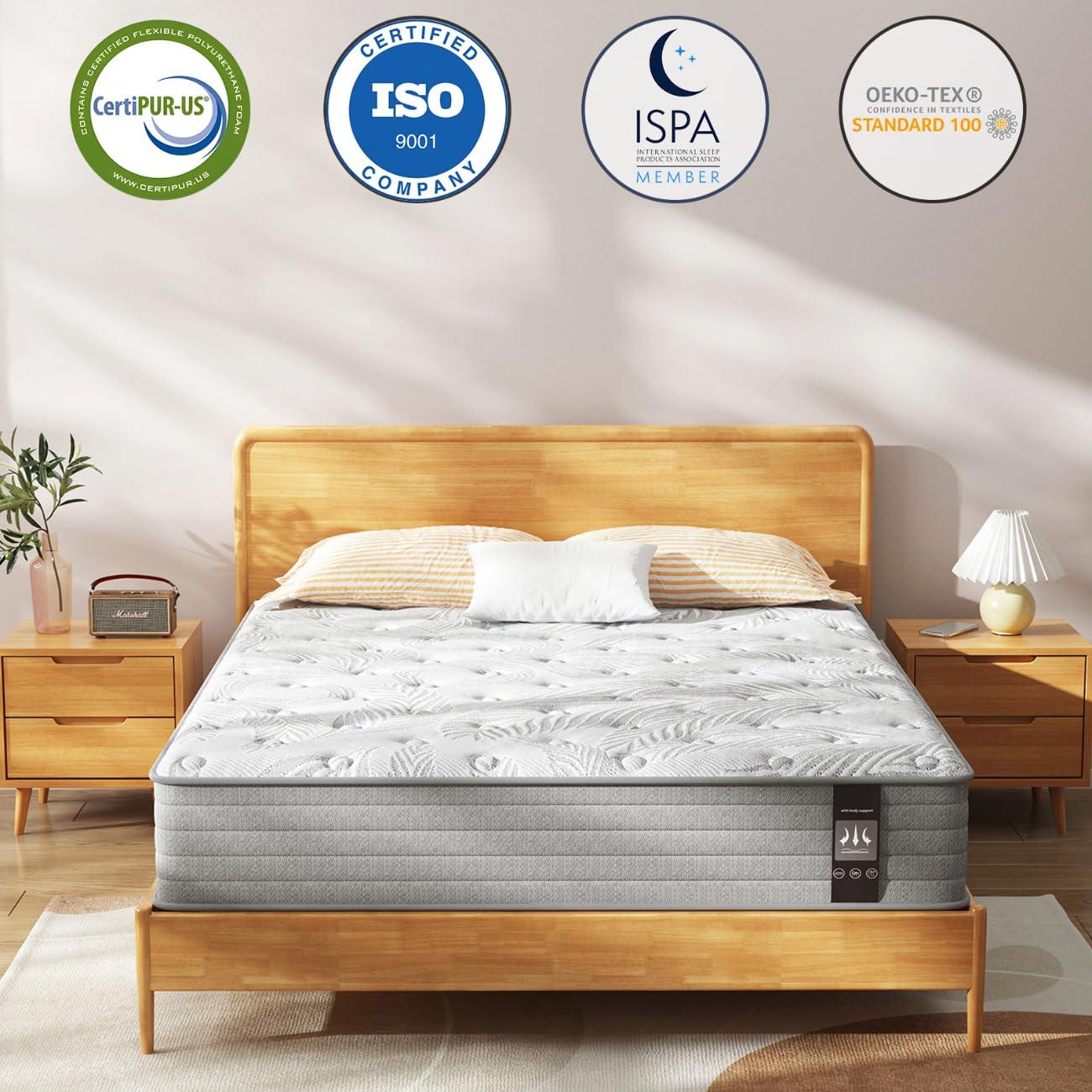 Pamag pieeoo California King Mattress 12 Inch, Gel Memory Foam Mattress, Hybrid Mattress in a Box with Pocket Spring, Comfortable Medium Firm Mattress, Motion Isolation, Pressure Relief, CertiPUR-US Certified