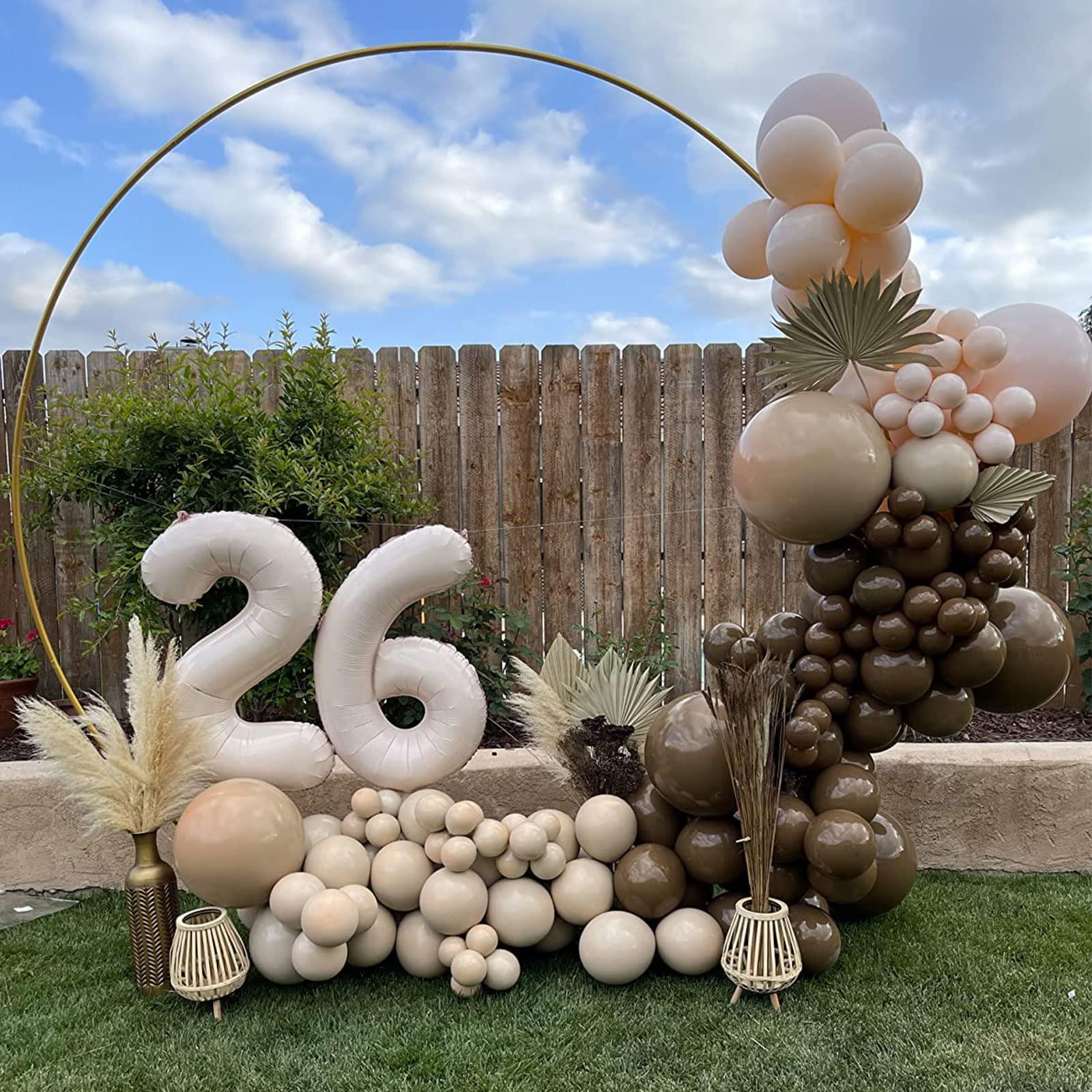 EASUTE Brown Balloons Garland Arch Kit Double-Stuffed Nude Balloons Tan Coffee Brown Blush Neutral Balloons Jungle Theme Woodland Baby Shower Birthday Party Decorations