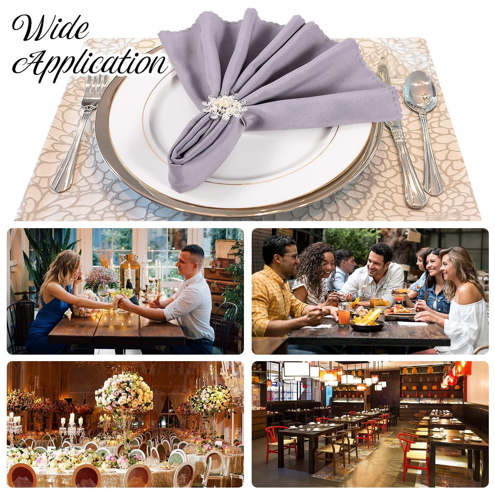 ANPHSIN Christmas Napkin Rings- Set of 6 Snowflake with Pearl Napkin Holder Rings Silver Xmas Napkin Buckle for Christmas Holiday Party Dinner Wedding Banquet Dinning Table Settings Decoration