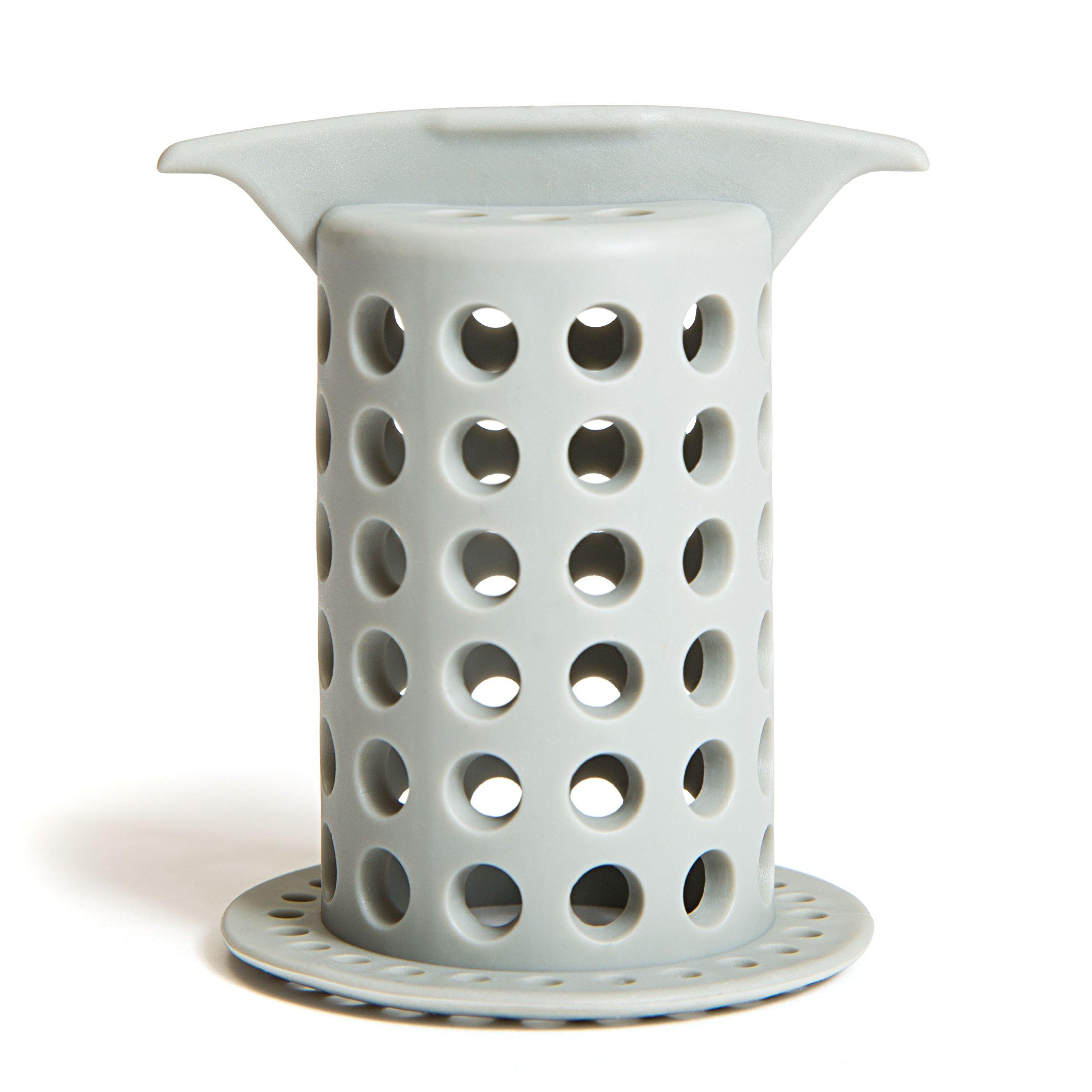 ShowerShroom ShowerShroom the Revolutionary 2\" Stand-Up Shower Stall Drain Protector Hair Catcher/Strainer, Gray , 1 Count ( Pack of 1)