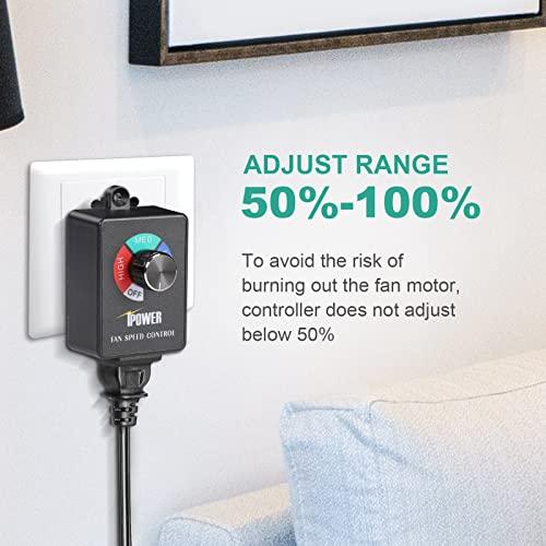 iPower iPower Variable Fan Speed Controller Adjuster Cordless for Duct Inline Exhaust Vent Blower, HVAC, 350W, 1 Pack