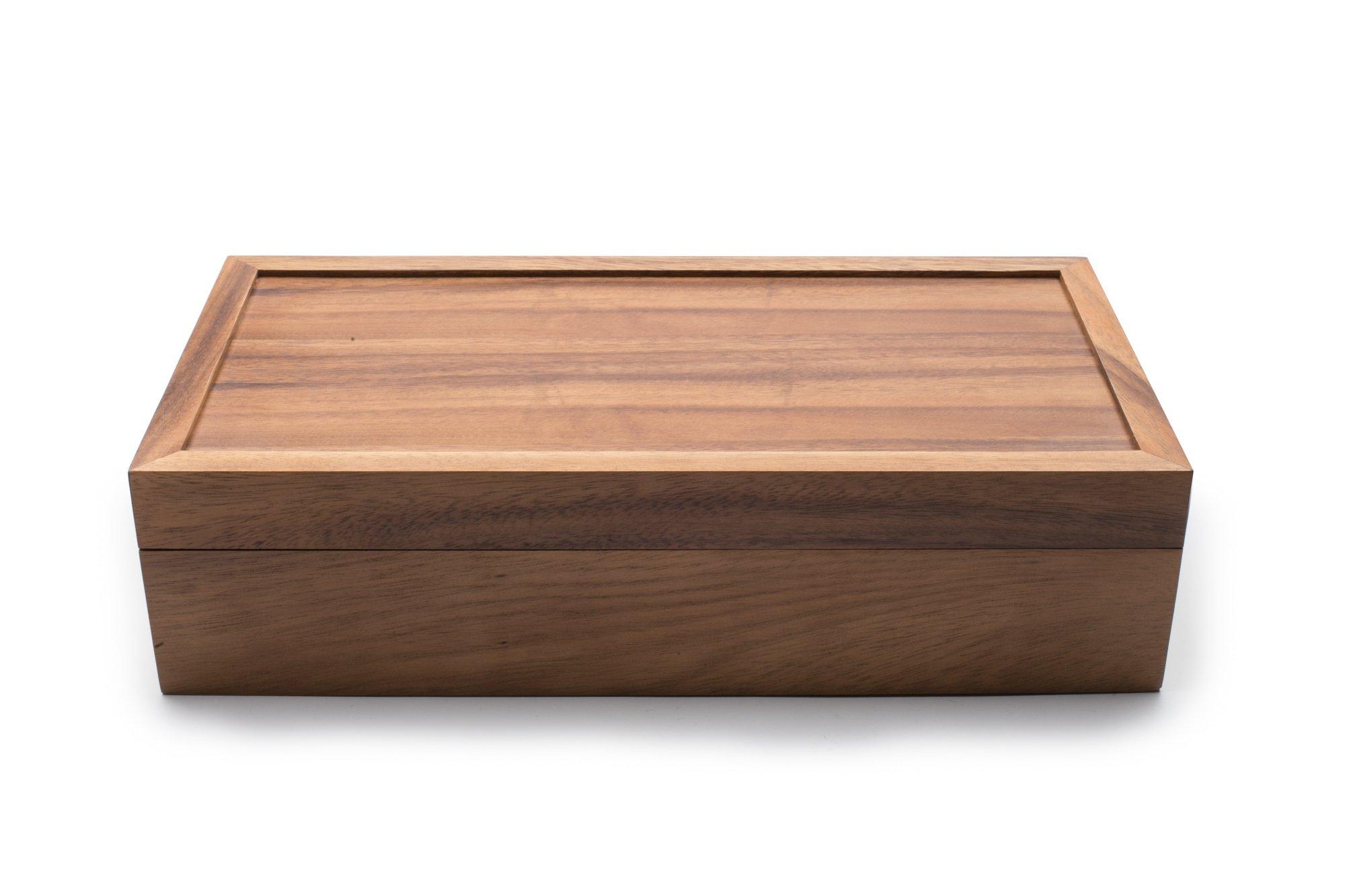 Ironwood Gourmet Ironwood Gourmet Rectangular Vauxhall Double Tea Box, Acacia Wood,Brown, 10 Compartment