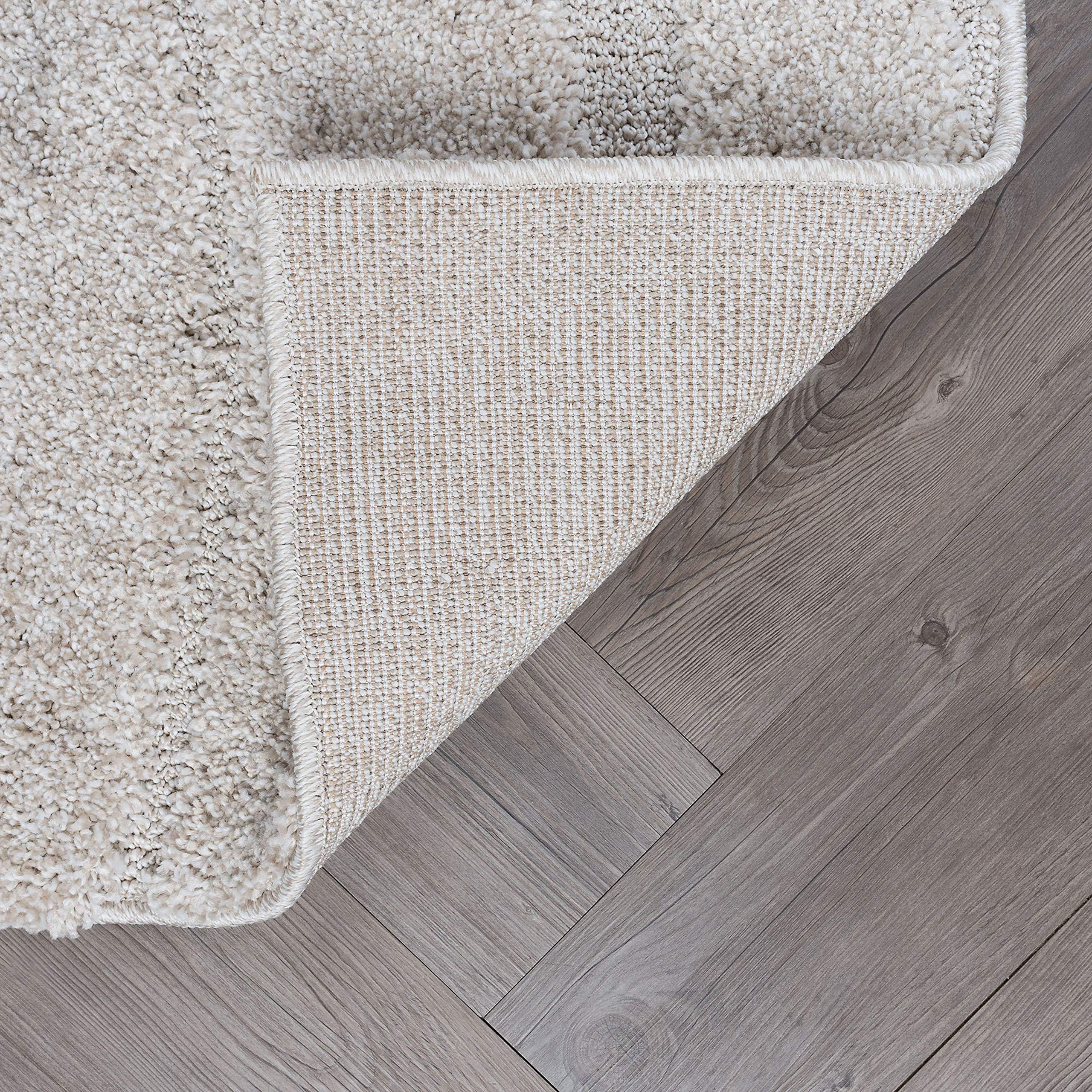 Tayse Tayse Waveland Cream 7 Foot Shag Square Area Rug for Living, Bedroom, or Dining Room - Shag, Stripe