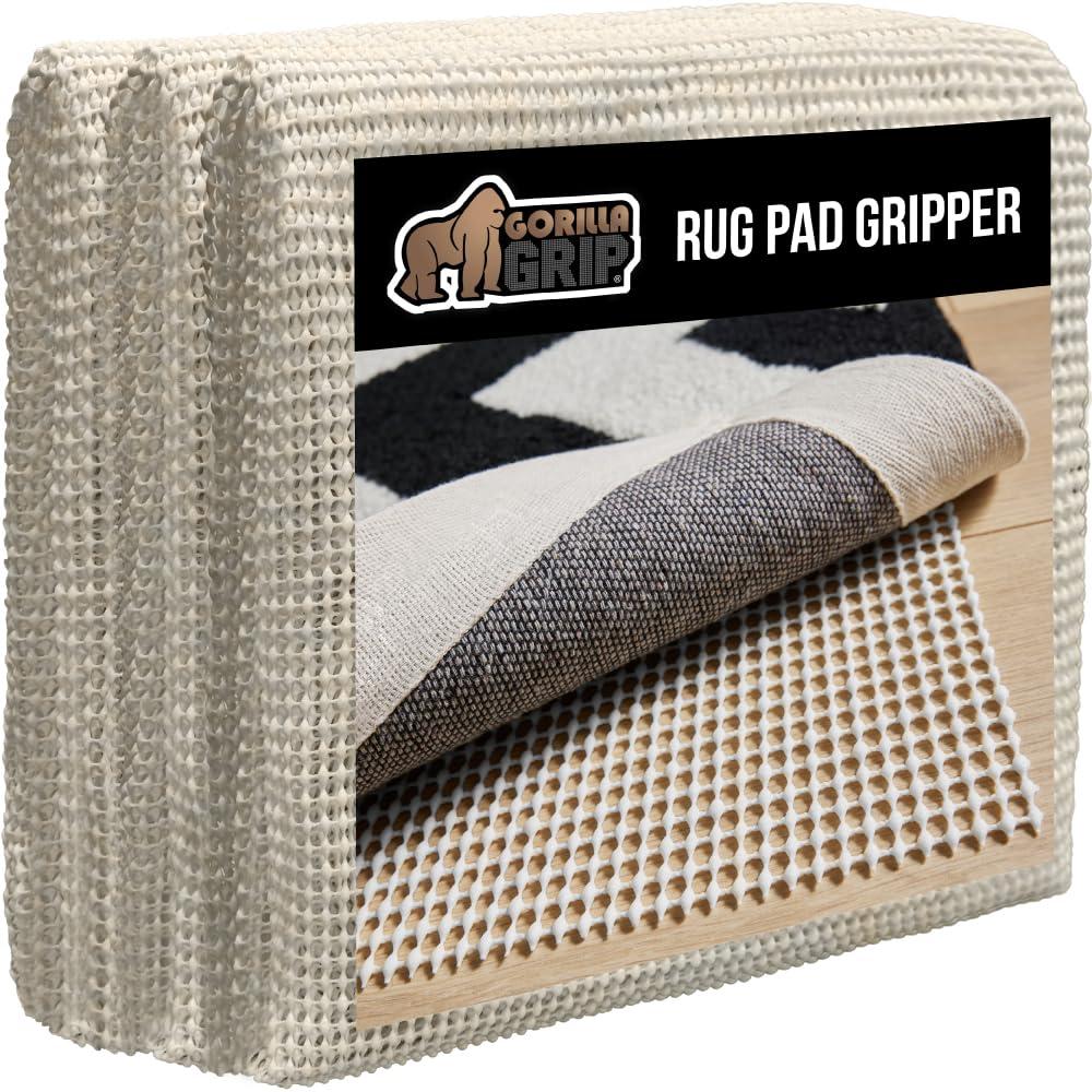 Gorilla Grip Gorilla Grip Extra Strong Rug Pad Gripper, Grips Keep Area Rugs Safe and in Place, Thick, Slip and Skid Resistant Pads for Hard Floors Under Carpet Mat Cushion and Hardwood Floor Protection 2x8 FT