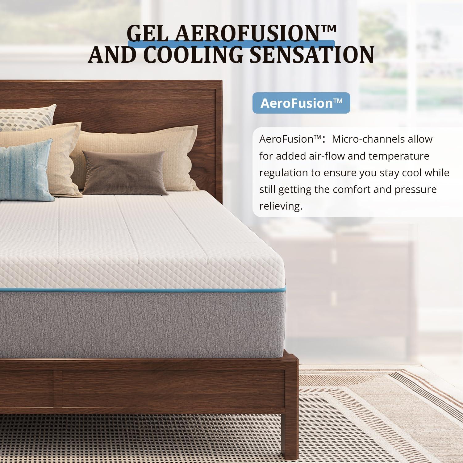 EGOHOME EGOHOME Full Mattress 14 Inch Cooling Gel Memory Foam, Fiberglass Free, Mattress Bed in a Box for Back Pain Relief, Medium Firm, CertiPUR-US Certified, 54x75x14, White