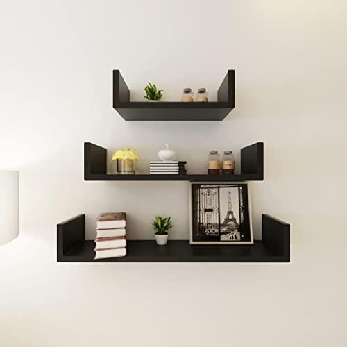 vidaXL vidaXL Wall Shelves 3 Pcs, Floating Shelves, Display Shelves, Wall Mounted Shelves for Book DVD Photo Frame Trophy Display, Scandinavian, Black