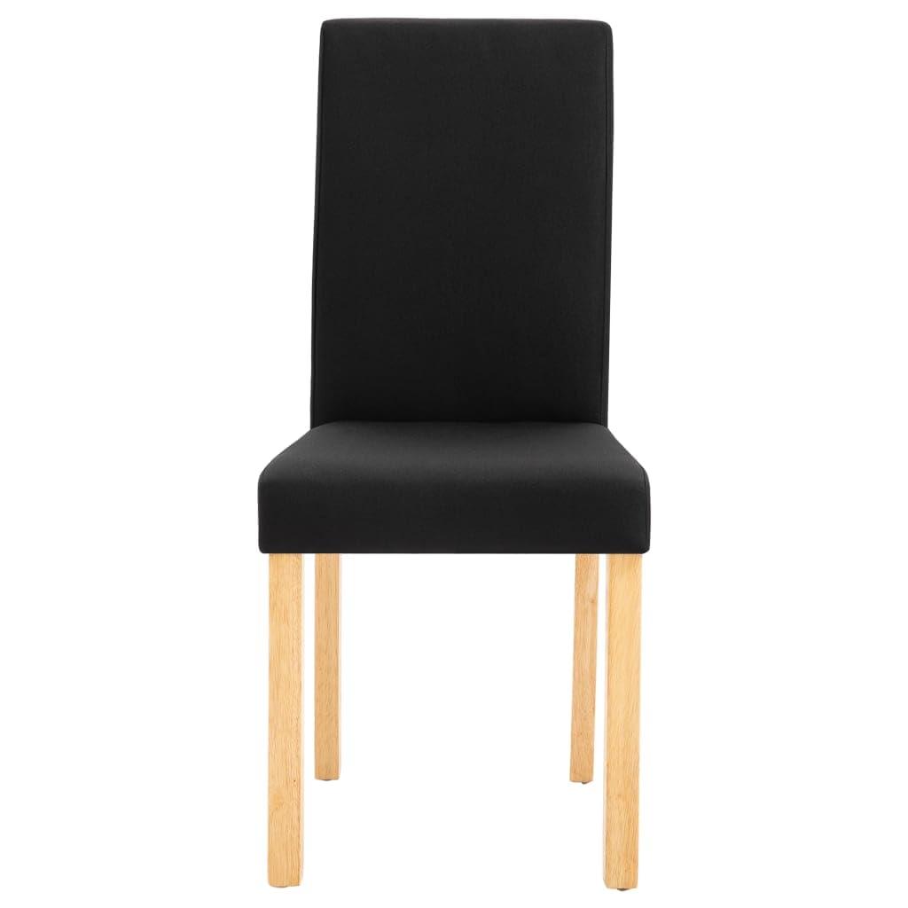 vidaXL vidaXL Dining Chairs 2 Pcs - Black Fabric Accent Side Chair with Solid Wood Legs - Ergonomic Upholstered Seating - Kitchen/Dining Room Furniture - 16.5"x20.1"x37.4"