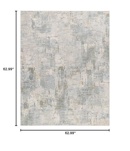 Hauteloom Hauteloom Elina Living Room, Bedroom Area Rug - Modern Abstract Boho Farmhouse - Contemporary Faded Distressed Carpet - Green, Gray, Brown - 5'3"-Round